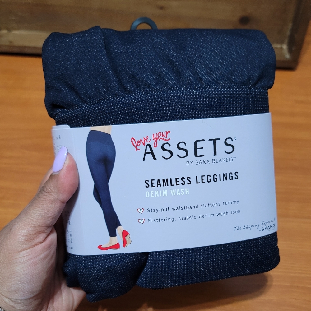 Spanx Assets By Sara Blakely Denim Wash Seamless High Waisted Leggings